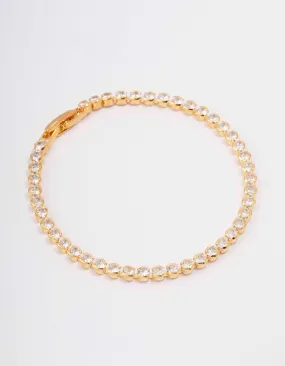 Gold Plated Single Classic Tennis Bracelet