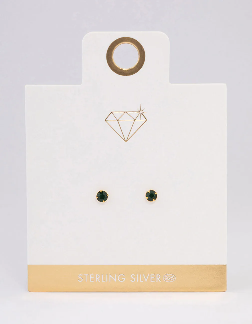 Gold Plated Sterling Silver Diamante Stud Earrings 4mm