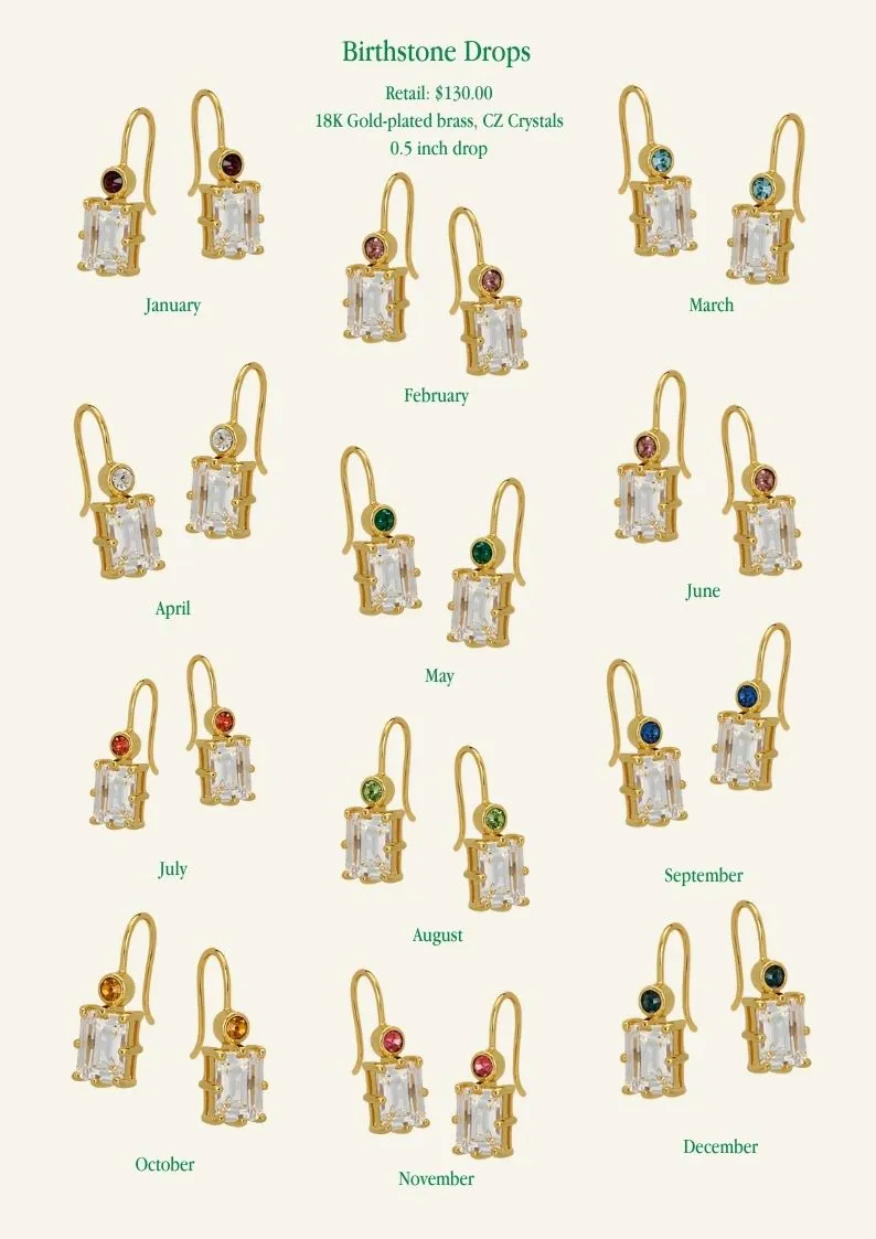 Goldbug Birthstone Drop Earrings