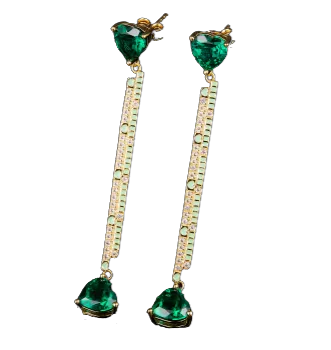 Green Enamel Balance Love Drop Earrings