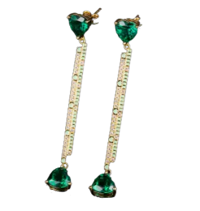 Green Enamel Balance Love Drop Earrings