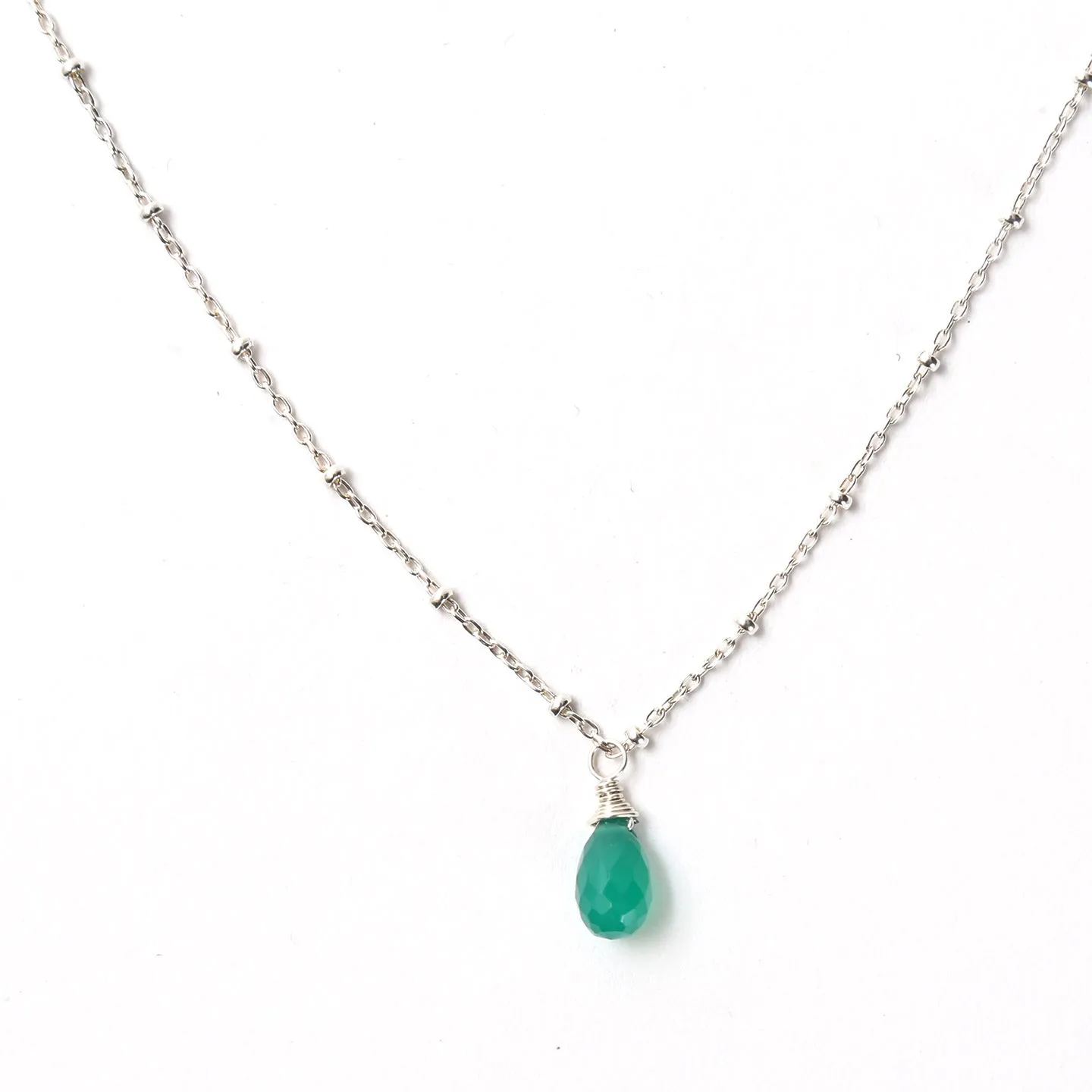 Green Onyx on Sterling Necklace / KB15