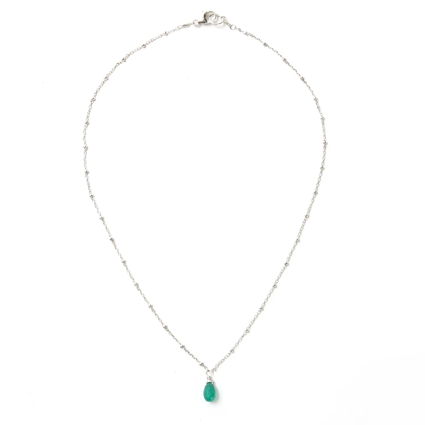 Green Onyx on Sterling Necklace / KB15