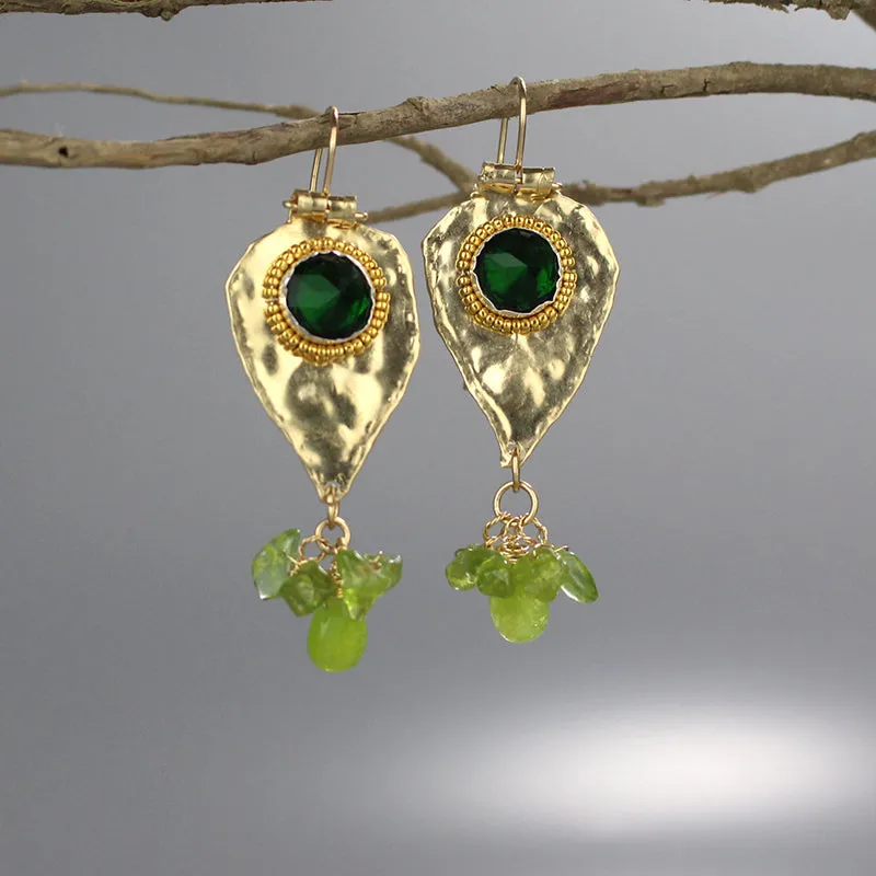 Green Peridot Big Protection Earrings
