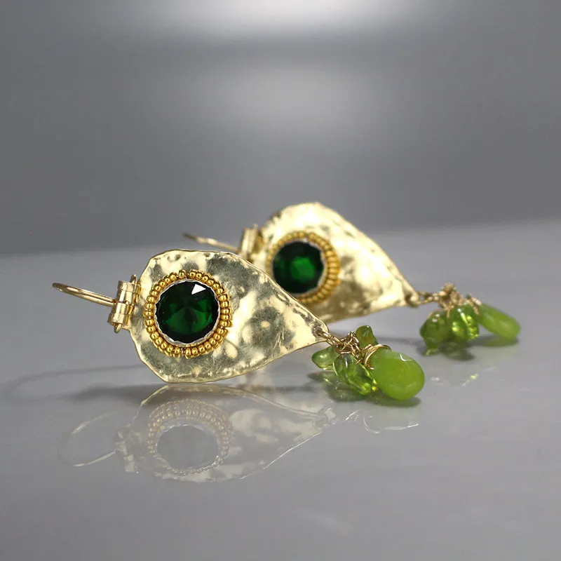 Green Peridot Big Protection Earrings
