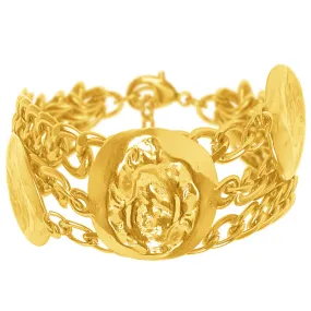Hammered Medallions Gold Chunky Chain Bracelet