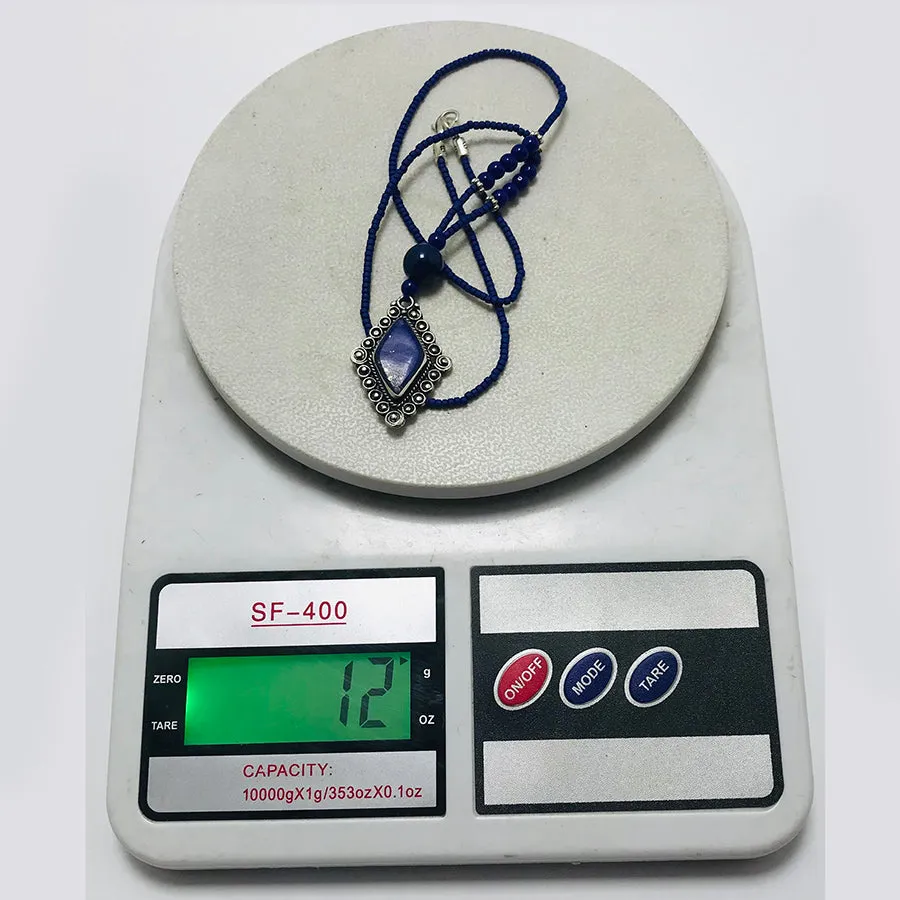 Handcrafted Lapis Lazuli Diamond Pendant Necklace