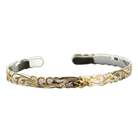 Hawaiian Jewelry Queen Cut Out Two Tone Cuff Bangle