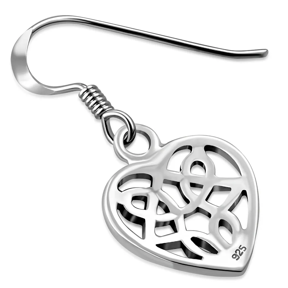 Heart Celtic Knot Silver Earrings