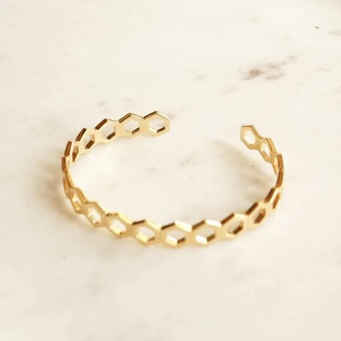 Hexagon Palm 18ct Gold Plated Bangle WB01_GP