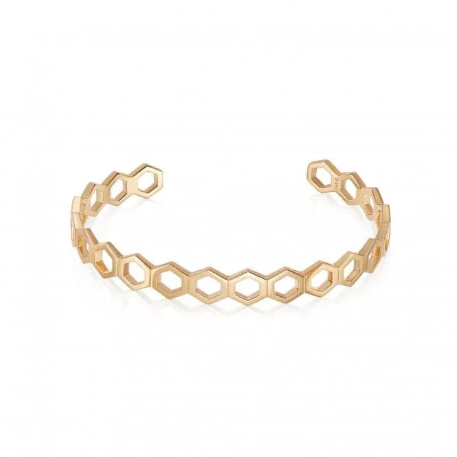 Hexagon Palm 18ct Gold Plated Bangle WB01_GP