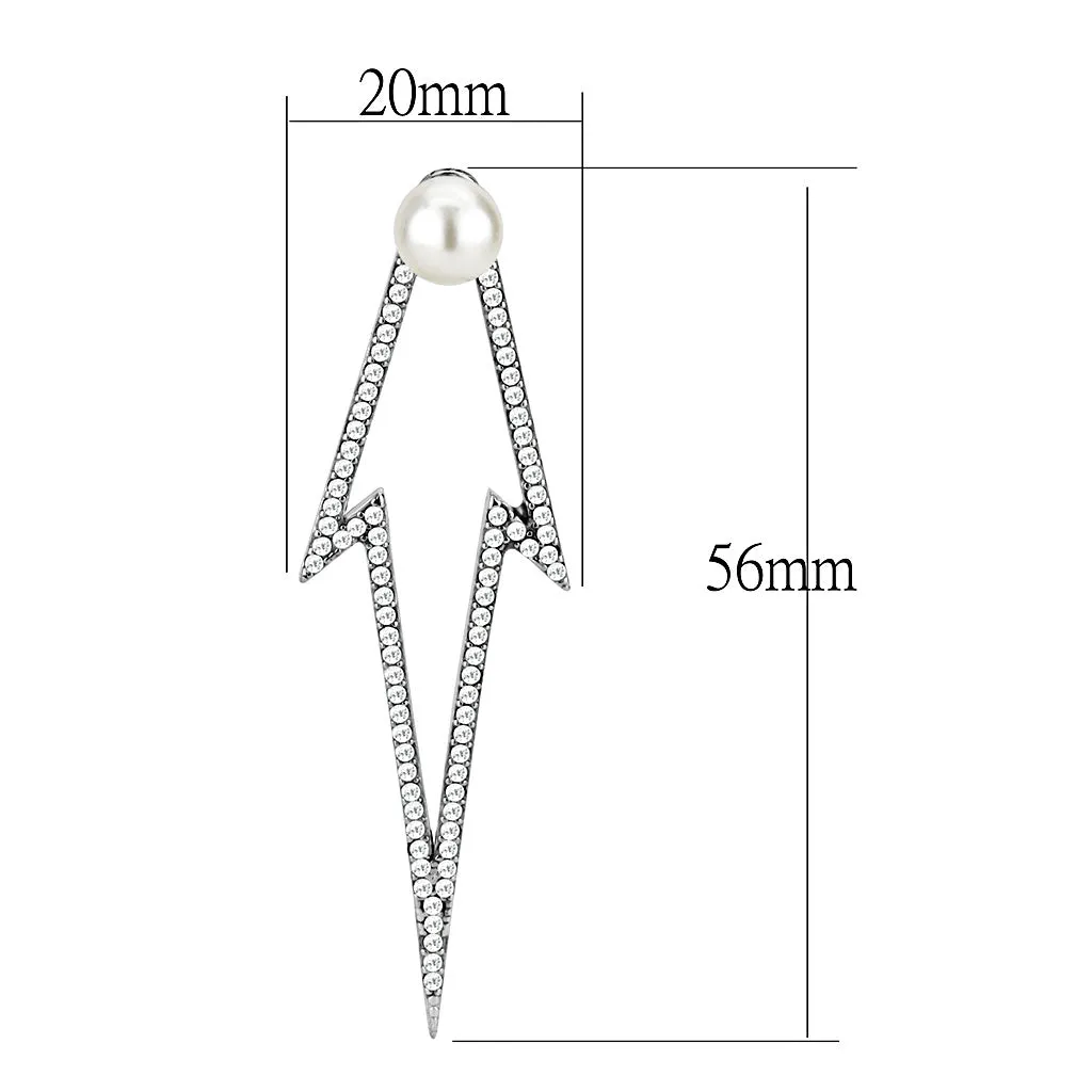 High polished (no plating) Stainless Steel Earrings with Synthetic in White for Women White Stone Color Style DA299