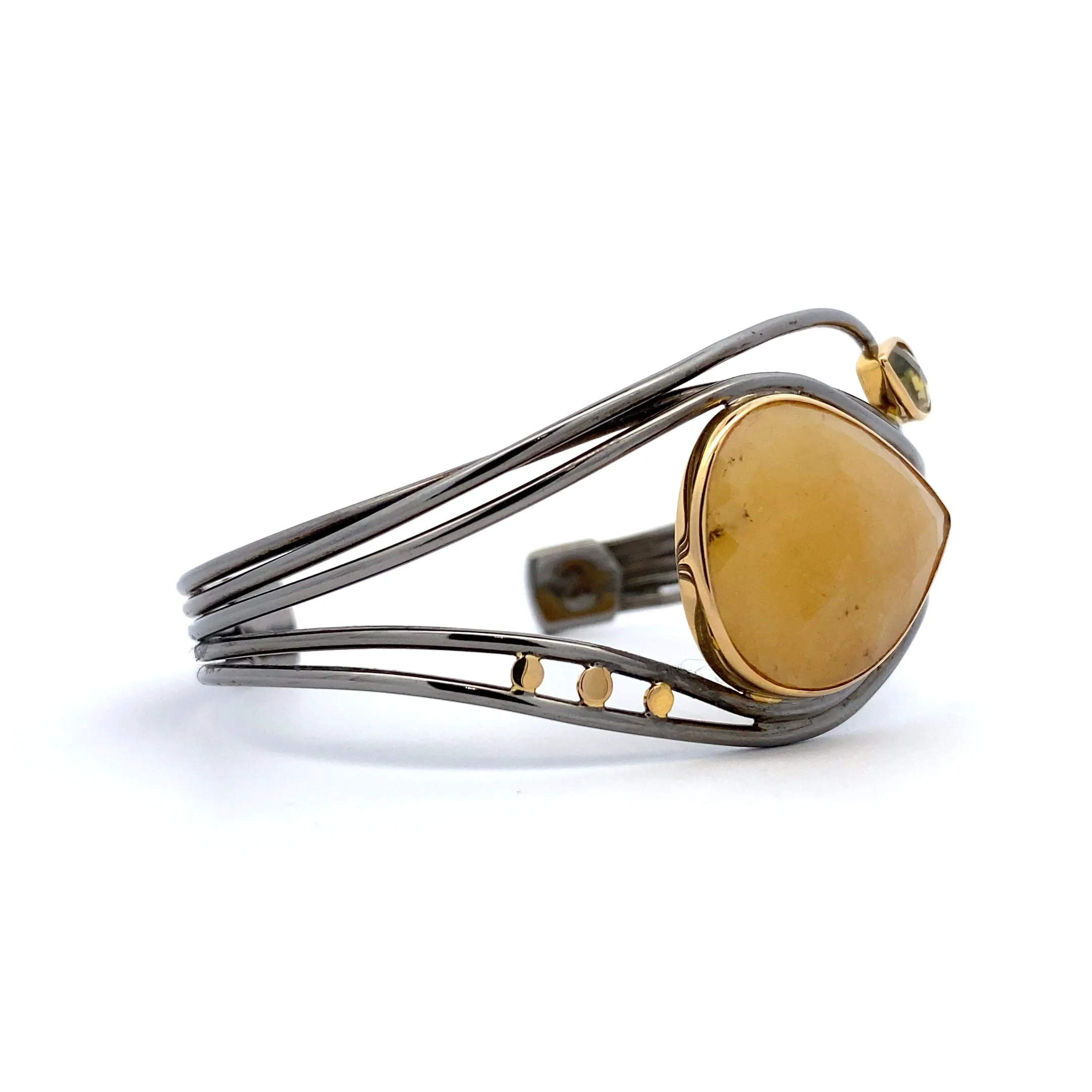 Honey Sapphire and Green Tourmaline Cuff