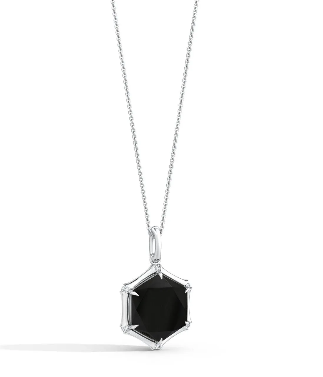 Indochine 14k Hexagon Black Onyx Diamond Necklace