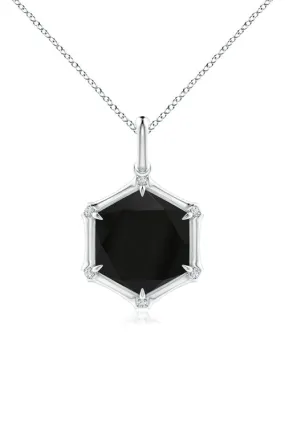 Indochine 14k Hexagon Black Onyx Diamond Necklace