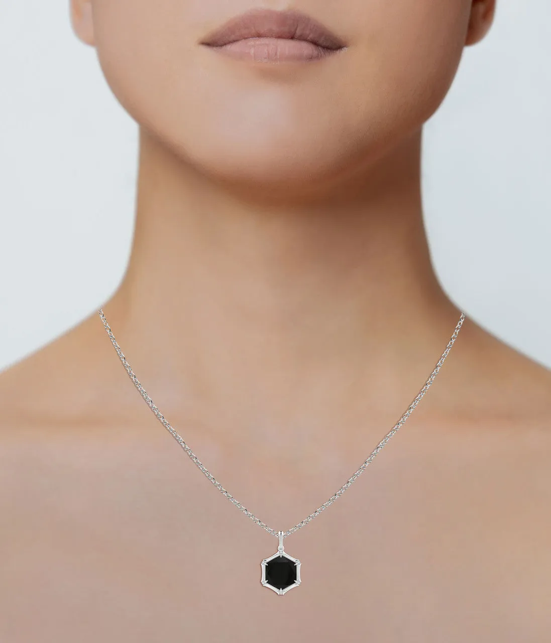 Indochine 14k Hexagon Black Onyx Diamond Necklace
