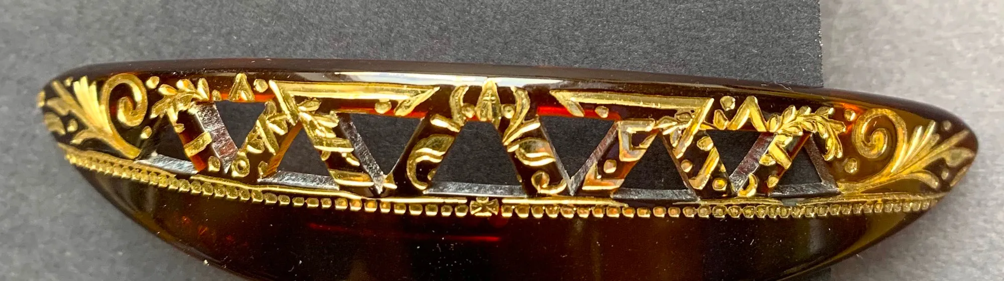 Intricate Tortoiseshell and Gold Vintage French Barrette.