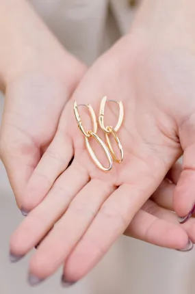 Janney Double Hoop Drop Earrings Gold