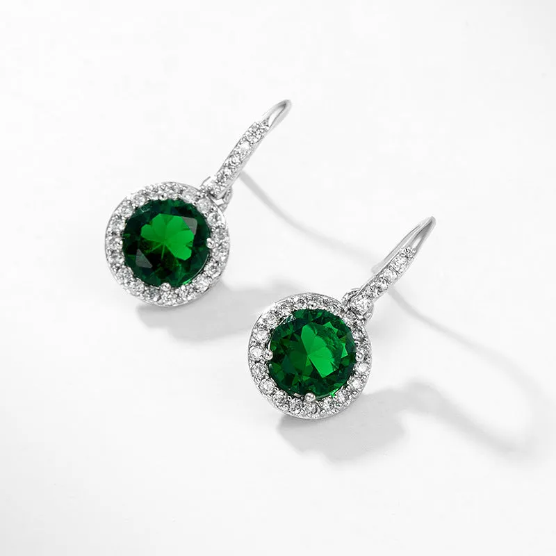 Jewelry Simple and Personalized Emerald Artificial Gemstone Ear Hooks Feminine Earrings Earrings High Quality
