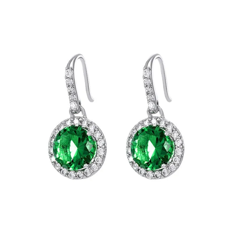 Jewelry Simple and Personalized Emerald Artificial Gemstone Ear Hooks Feminine Earrings Earrings High Quality