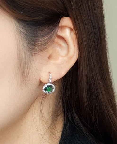 Jewelry Simple and Personalized Emerald Artificial Gemstone Ear Hooks Feminine Earrings Earrings High Quality