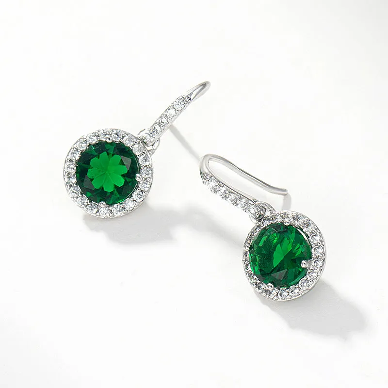 Jewelry Simple and Personalized Emerald Artificial Gemstone Ear Hooks Feminine Earrings Earrings High Quality
