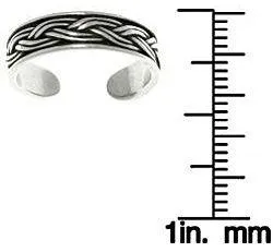 Jewelry Trends Sterling Silver Weave Celtic Rope Design Adjustable Toe Ring