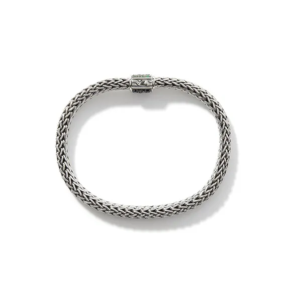 John Hardy Reversible Bracelet with Black Sapphire and Emerald