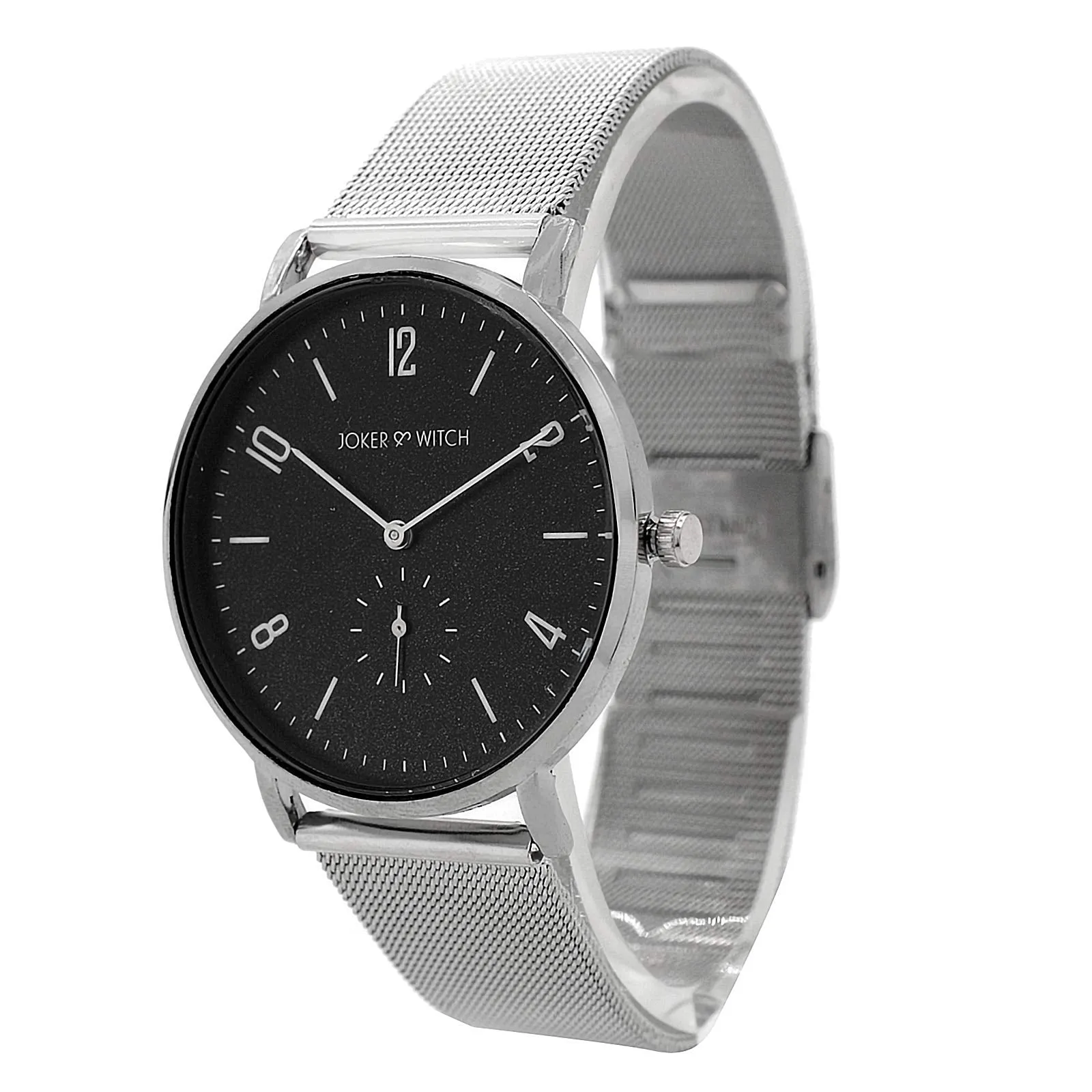 Joker & Witch Noel Classic Black DIAL Silver MESH Men's Watch