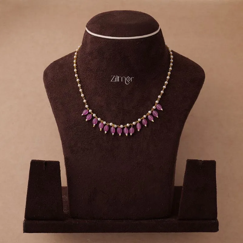 KH200113-Pearl Necklace With Onyx Stone
