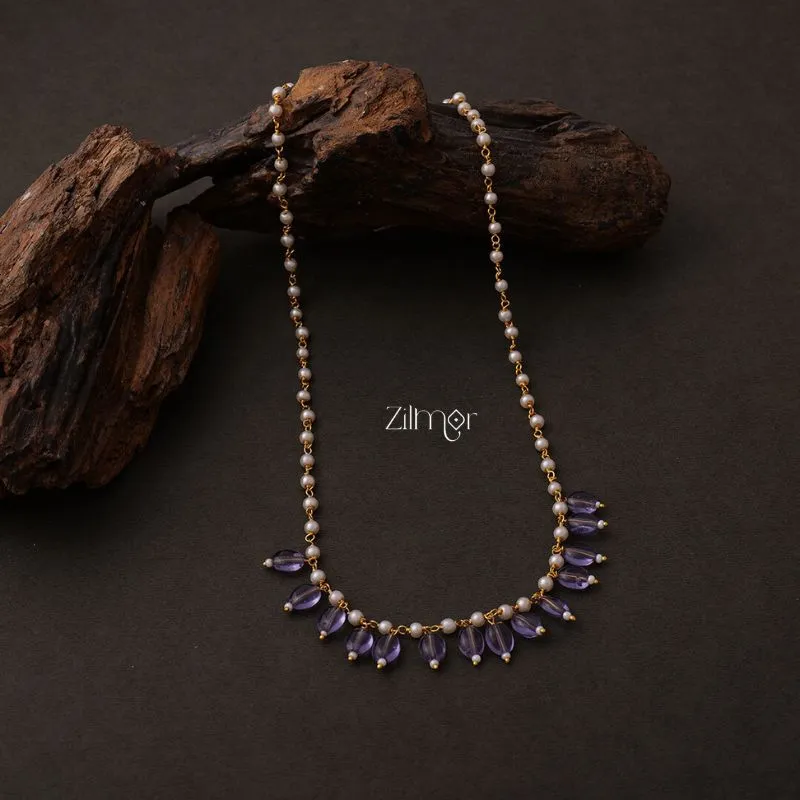 KH200113-Pearl Necklace With Onyx Stone