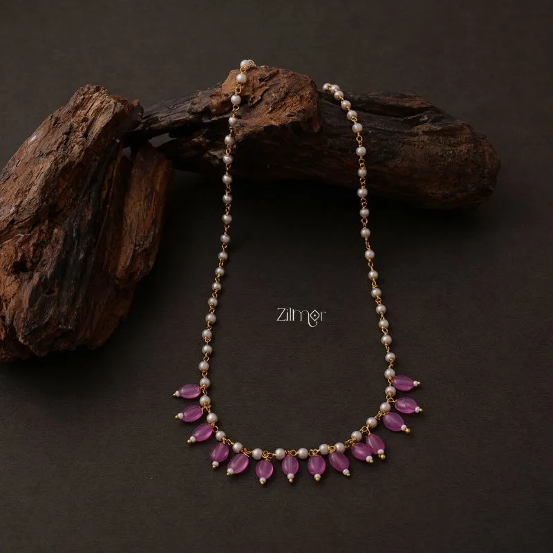 KH200113-Pearl Necklace With Onyx Stone