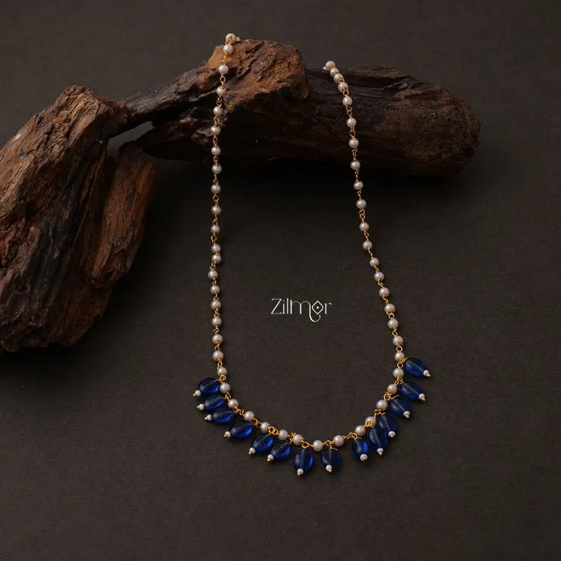 KH200113-Pearl Necklace With Onyx Stone