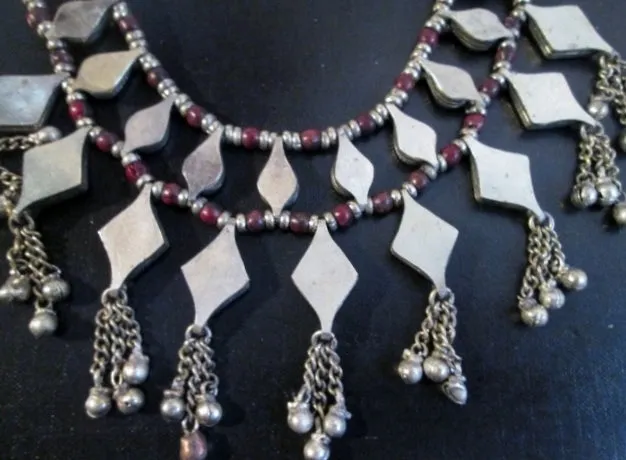 LAPIS LAZULI Inlay Tier Dangle Runway Ethnic NECKLACE TRIBAL Bib CLEOPATRA Style