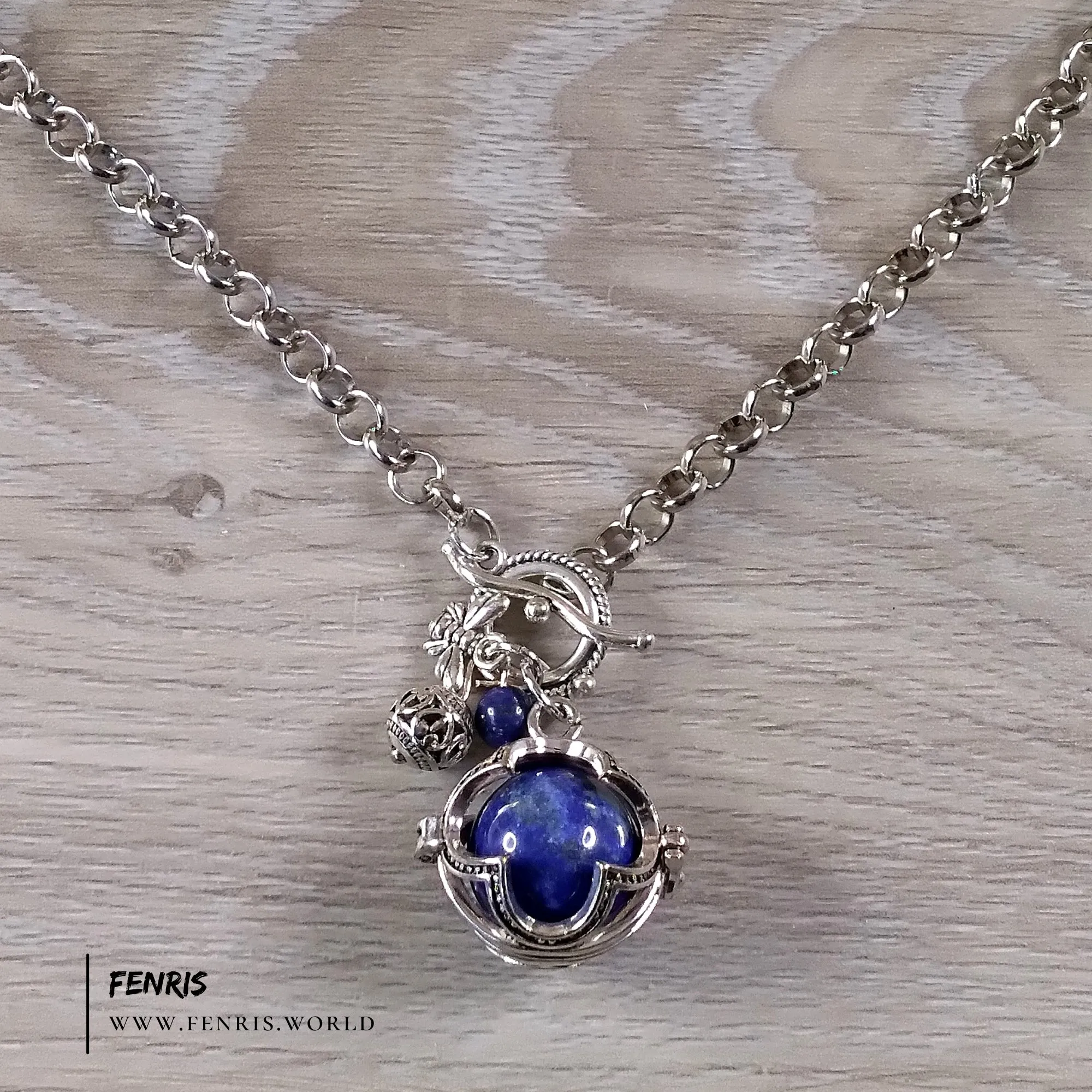 Lapis Lazuli Necklace Silver Gothic Blue Sphere
