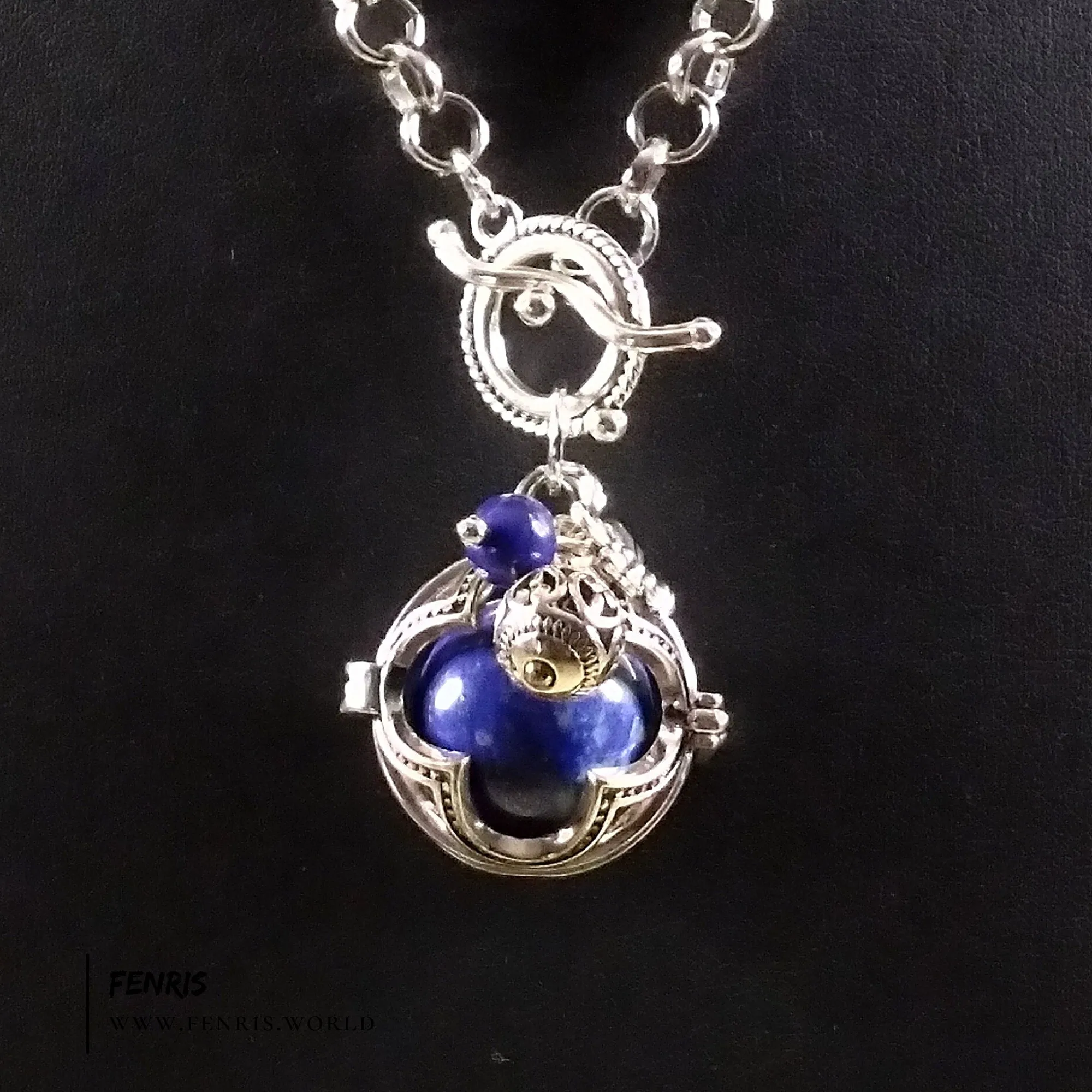 Lapis Lazuli Necklace Silver Gothic Blue Sphere