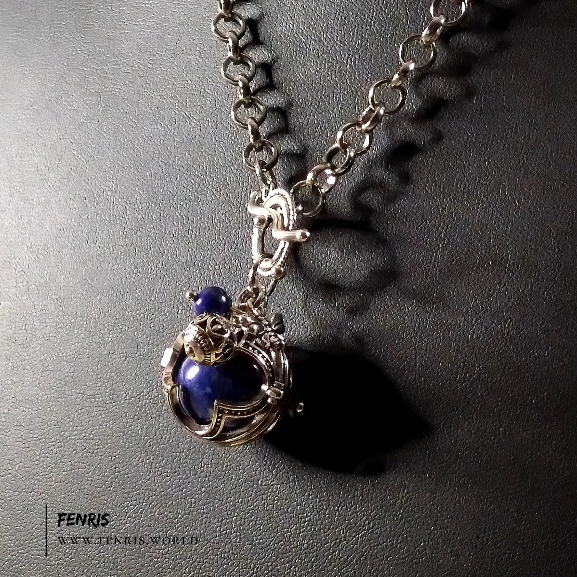 Lapis Lazuli Necklace Silver Gothic Blue Sphere