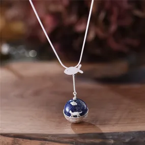Lapis Lazuli Pendant Necklace in Sterling Silver Handmade Gemstone Jewelry For Women
