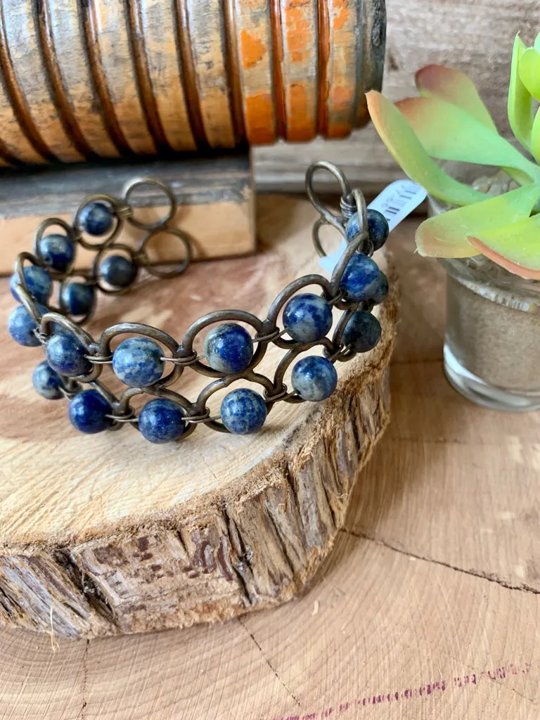 Lapis Wire Wrapped Bracelet