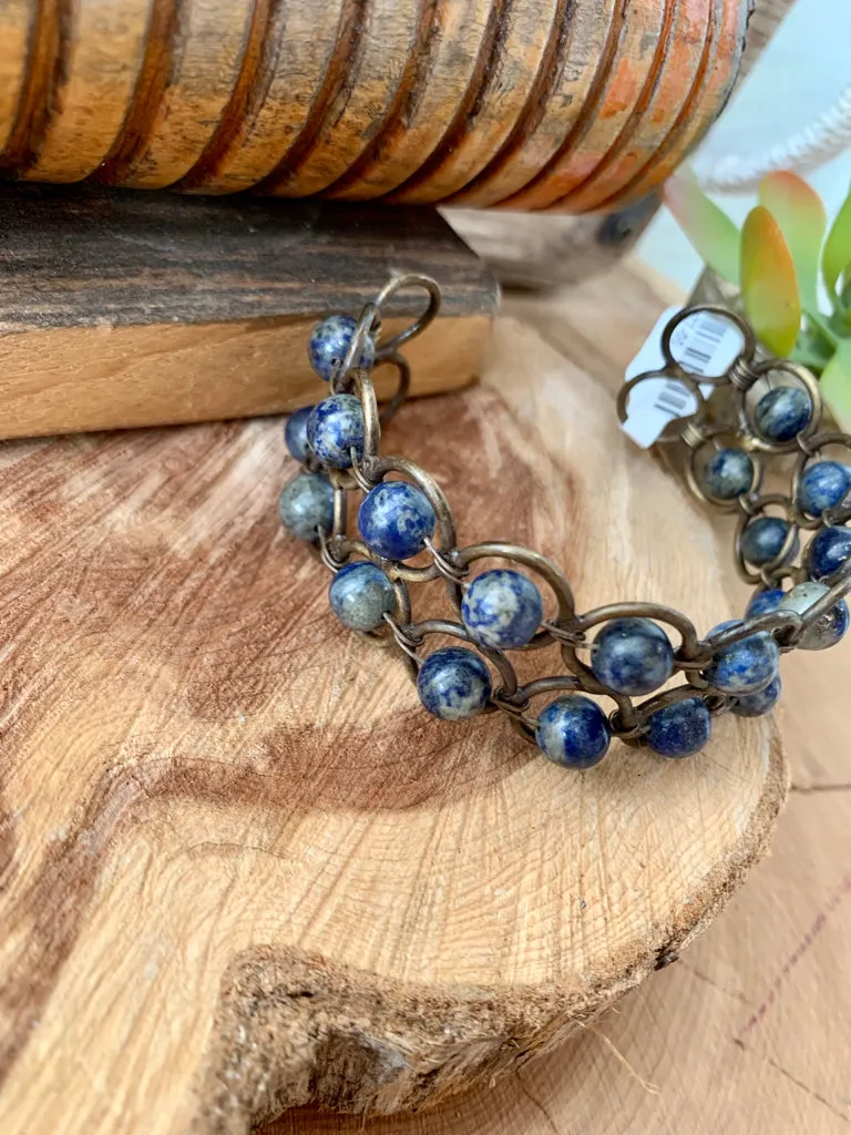 Lapis Wire Wrapped Bracelet