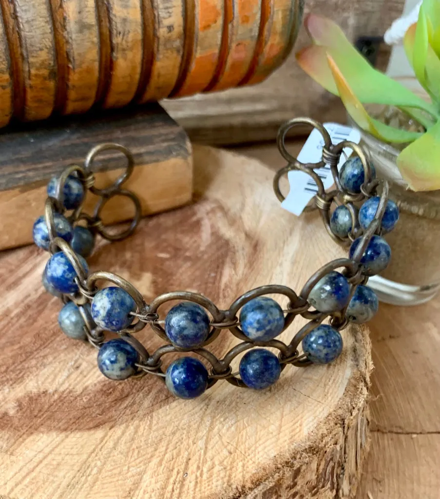 Lapis Wire Wrapped Bracelet