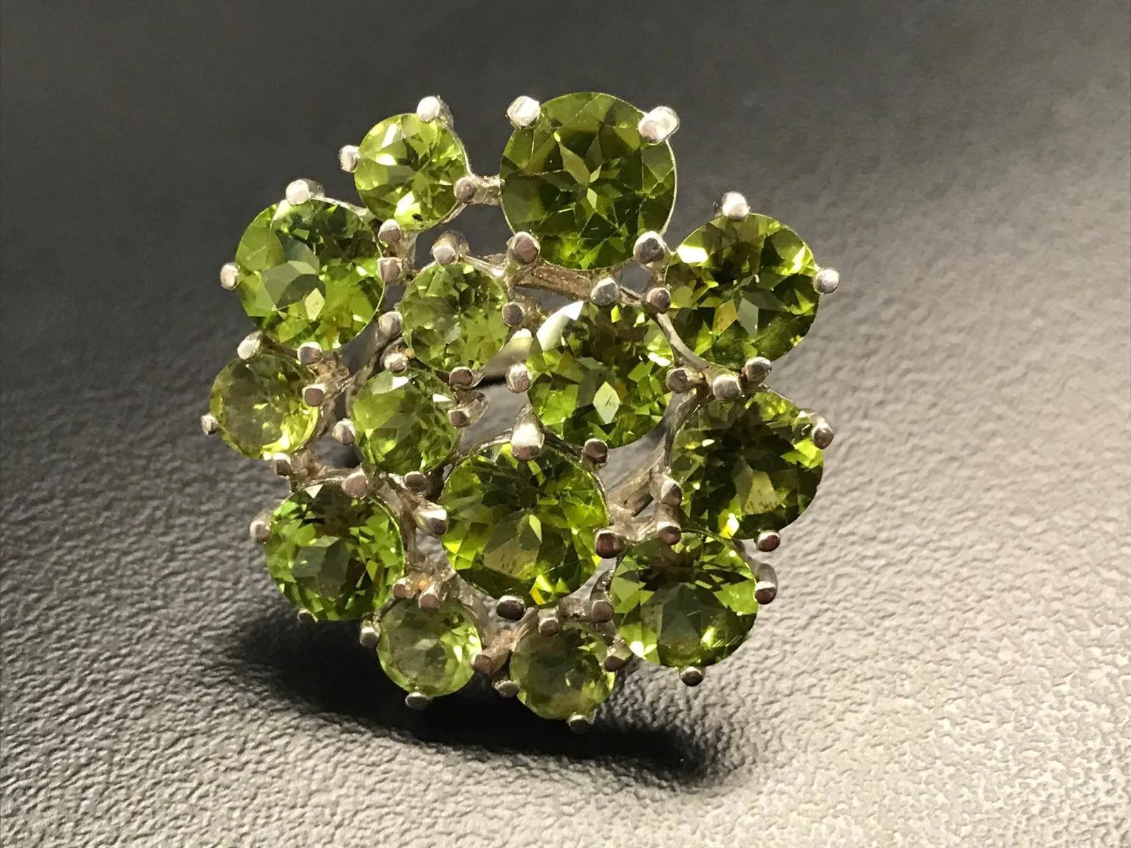 Large Peridot Ring - Green Statement Ring - Large Flower Ring