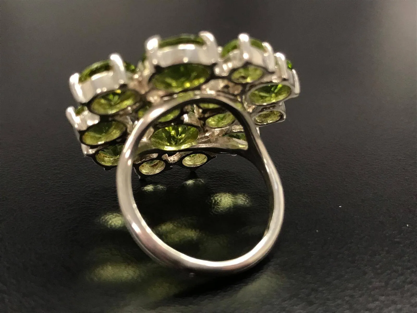 Large Peridot Ring - Green Statement Ring - Large Flower Ring