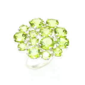 Large Peridot Ring - Green Statement Ring - Large Flower Ring