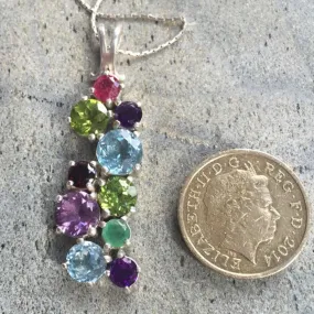Large Topaz Necklace - Multicolor Pendant - Real Emerald Necklace