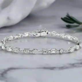 Lasya 7 Carat Combine Mix Shape Lab Grown Diamond Satellite Bracelet in 14K White Gold