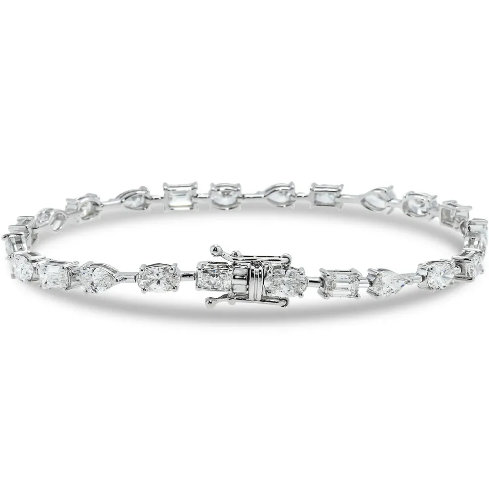 Lasya 7 Carat Combine Mix Shape Lab Grown Diamond Satellite Bracelet in 14K White Gold