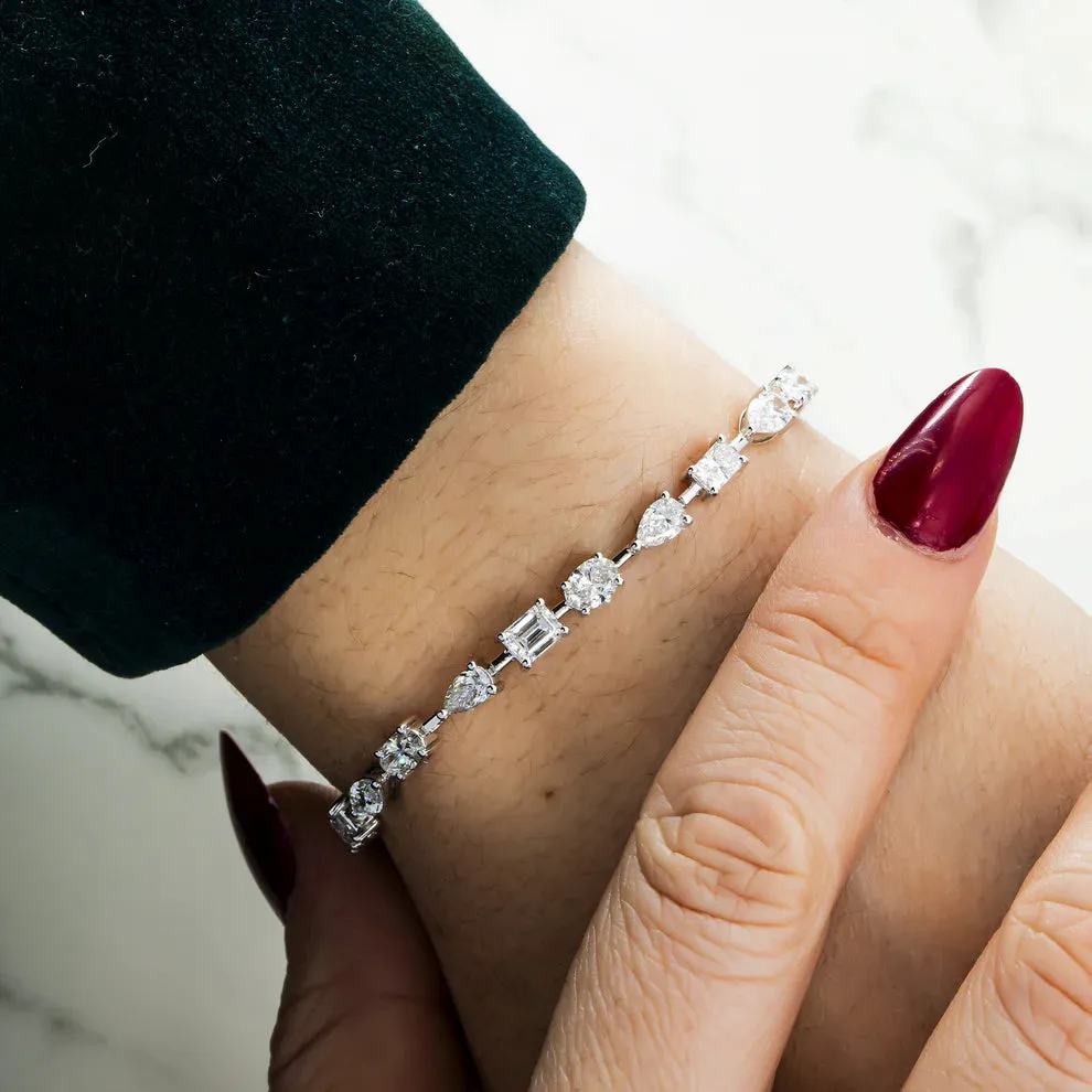 Lasya 7 Carat Combine Mix Shape Lab Grown Diamond Satellite Bracelet in 14K White Gold