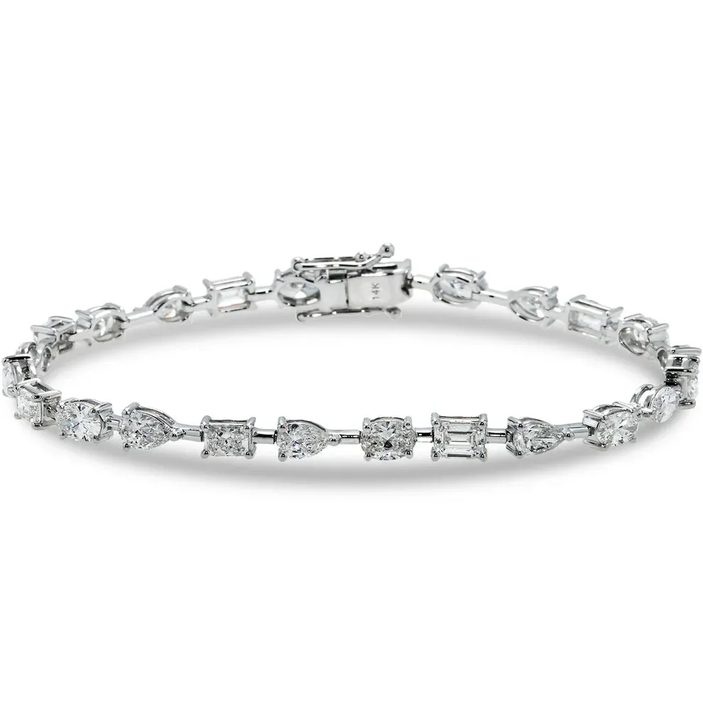 Lasya 7 Carat Combine Mix Shape Lab Grown Diamond Satellite Bracelet in 14K White Gold