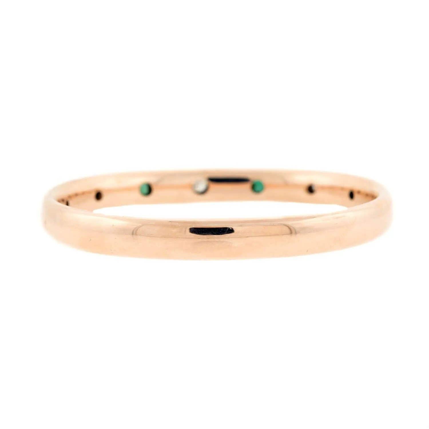 Late Victorian 14k Diamond and Emerald Etched Bangle